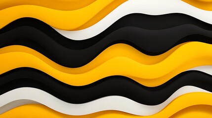 Poster - Abstract Wave Pattern: Vibrant Yellow, Black, and White Swirls