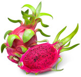 Red Dragon fruit isolated on white background. Red Pitaya Dragon Fruit isolated on white background With clipping path.