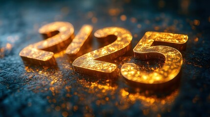 Poster - Glowing Golden 2125: A Futuristic Year