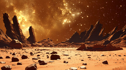 Wall Mural - game space background alien planet landscape