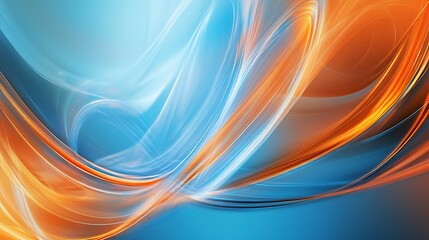 Poster - Abstract Swirling Orange and Blue Hues: A Digital Art Masterpiece