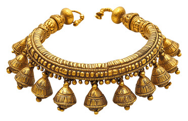 Traditional gold jewelry showcase cultural heritage vibrant isolated on transparent background