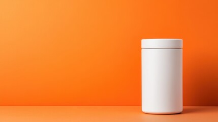 Wall Mural - Minimalist White Container on Bright Orange Background for Modern Design and Creative Projects