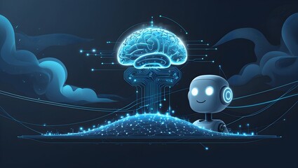 Artificial intelligence machine learning creative data and technology background