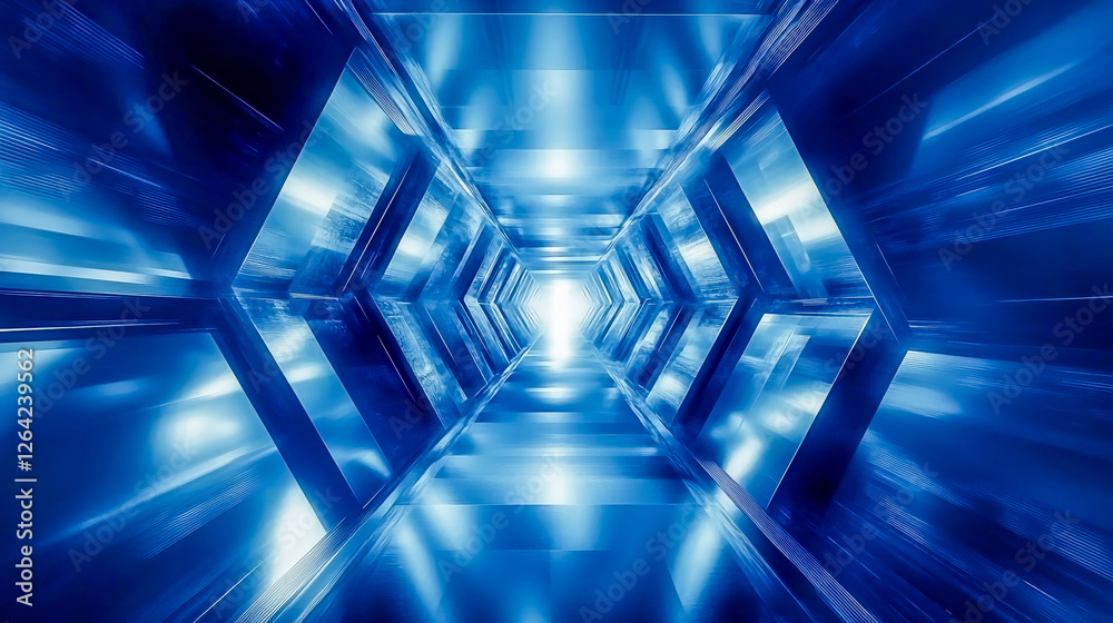 Futuristic Sci-Fi Spaceship Corridor Interior – Abstract 3D Design with ...