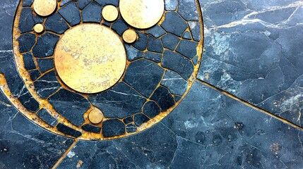 Wall Mural - Abstract Gold   Dark Stone Mosaic Floor Texture Background