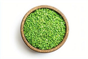 Poster - Fresh green mung beans in rustic wooden bowl on white background healthy food concept