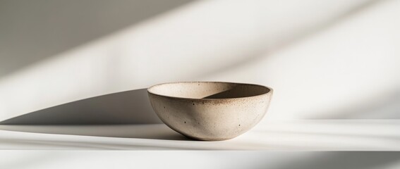 Fototapete - Highlighting a minimalist bowl against a soft white background with natural lighting and gentle shadows in a serene setting