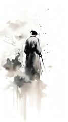 Canvas Print - Samurai paint adult white.