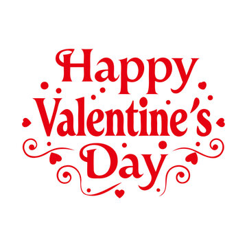 Stylish Valentine's Day Typography – Elegant Red Text Vector on Transparent Background