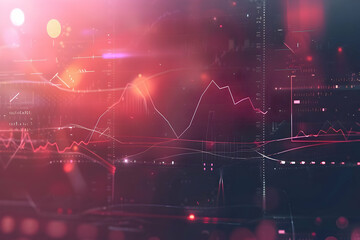 Poster - abstract digital data visualization with vibrant colors and dynamic graphs representing trends