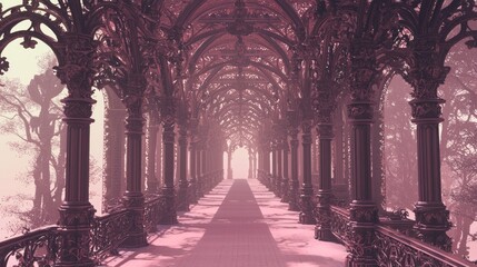 Sticker - Victorian Colonnade with Intricate Details and Soft Light