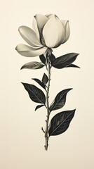 Wall Mural - Vintage magnolia drawing flower sketch.