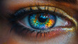 © StocksJust4You - Vibrant rainbow-colored eyes, displaying a mesmerizing blend of  colors. Suitable for marketing or business purposes