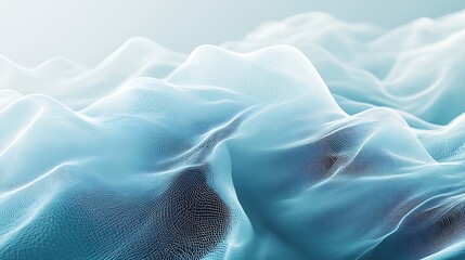 Wall Mural - Abstract Blue Wave Mesh Digital Landscape