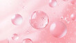 © Qaqas - Pink background with collagen cell pattern for skin care concept. Realistic 3d vector illustration with oil ball drop and liquid cosmetic sphere with molecule inside. Face and body moisture essence.