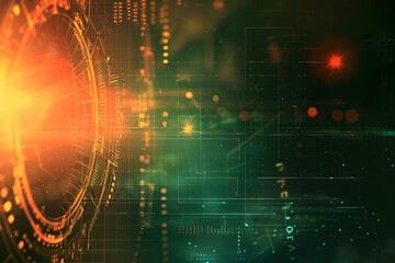 Poster - Futuristic digital interface with glowing elements and abstract patterns in a technology-themed background