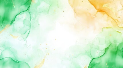 Poster - abstract watercolor background featuring green and orange hues, evoking a sense of vibrant energy an