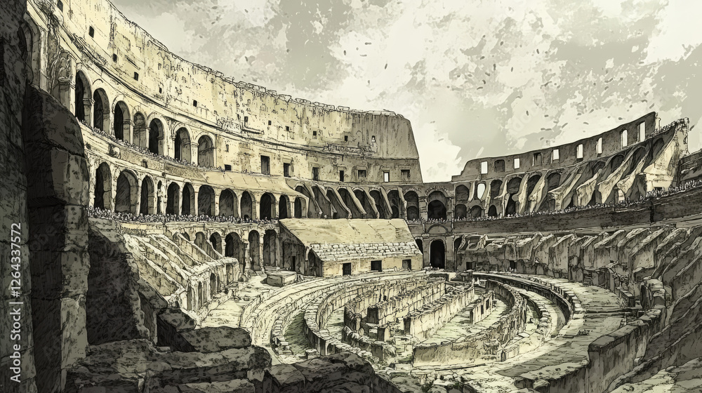 Ilustración de Stock Ancient roman arena for gladiators fight. Vector ...