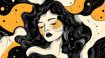 Poster - Enigmatic Cosmic Beauty   Surreal Feminine Portrait in Ethereal Style
