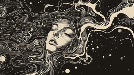 Aufkleber - Ethereal Celestial Landscape of Swirling Galaxies and Cosmic Dreamscapes