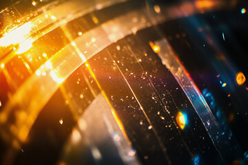 Poster - blurry image of a colorful, abstract design with a yellow and orange hue. The image is full of light and movement, giving it a dynamic and energetic feel