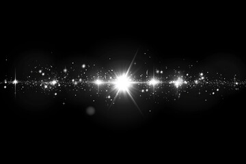 Poster - long line of stars with a bright light shining through the middle. The stars are scattered all over the image, creating a sense of depth and movement