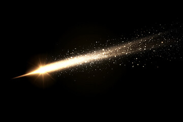 Poster - bright light shooting through the sky with a trail of glitter behind it. Concept of wonder and excitement, as if the viewer is witnessing a rare and beautiful phenomenon