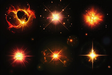 Poster - series of bright, glowing stars and fireballs are displayed in a black background. The images convey a sense of wonder and excitement, as if the viewer is witnessing a spectacular celestial event