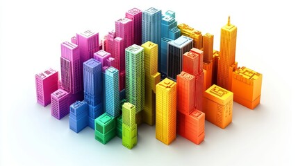 Poster - Abstract Colorful Blocks Data Visualization Cityscape Graphic Design