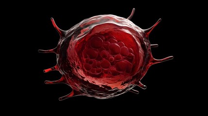 Poster - High magnification microscopic image showcasing the intricate cellular structure of a red blood cell or virus highlighting the potential for medical research scientific discovery