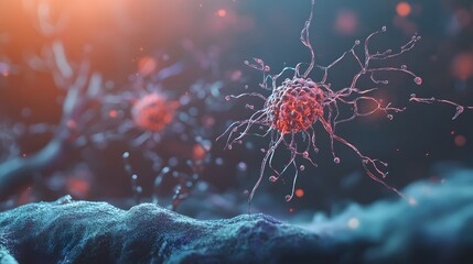 Aufkleber - High tech microscopic view of complex biological cell structure molecular processes and genetic makeup showcasing the innovative advancements in healthcare medical research