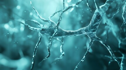 Leinwandbilder - Intricate and captivating neuronal network with synaptic connections in shades of icy blue and teal