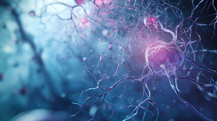Fototapete - Intricate Neural Network   Glowing Synaptic Connections in Futuristic Brain Anatomy  Abstract digital of a complex neural network featuring vibrant synaptic activity and a futuristic