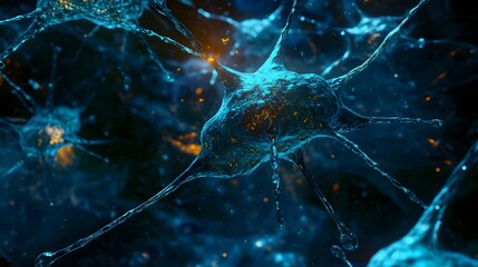 Fototapete - Intricate Neuronal Connections A Captivating of the Brain s Electrical Signaling Patterns and Synaptic Communication