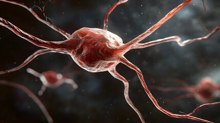 Fototapete - Intricate neuronal connections and synaptic structures illuminating the complexities and communication within the human nervous system and brain