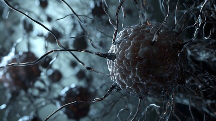 Fototapete - Intricate Synaptic Connections in the Cerebral Neural Network  Abstract scientific background showing the complex wiring and communication in the human brain