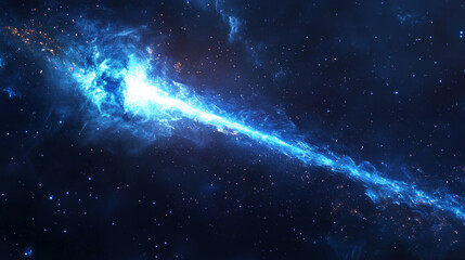 Wall Mural - Shooting star arc light with magic neon curve. Glitter flare arch line trail. Blue dust sparkle glowing from meteor flying at night. Twinkle burst transparent element motion isolated tail set