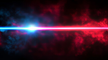 Wall Mural - Red laser light beam effect isolated on transparent background. Vector blue neon line abstract design. Lazer show with sparkle and smoke presentation pointer. Led broadway entertainment illustration