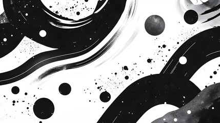 Poster - Mesmerizing abstract celestial composition with swirling cosmic splashes dotted galaxies and luminous interstellar elements