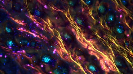 Fototapete - Mesmerizing abstract digital art showcasing the vibrant cosmic energies swirling and dancing through the dimensional fabric of the Milky Way galaxy  Featuring a stunning array of glowing luminous