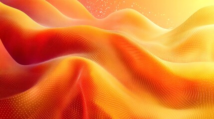 Leinwandbilder - Mesmerizing abstract digital art with dynamic fluid motion undulating waves and elegant gradient textures in a striking color palette of orange yellow and red