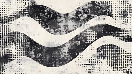 Aufkleber - Mesmerizing abstract monochrome background with fluid dynamic waves and ripples creating an organic minimalist geometric pattern  This contemporary
