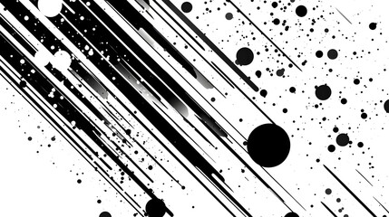 Poster - Mesmerizing Abstract Monochrome Graphic with Dynamic Movement and Explosive Energy  Powerful striking and visually captivating digital artwork with bold splashes
