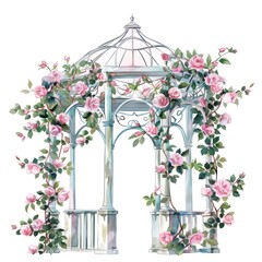 Canvas Print - Classic pavilion building architecture illustration gazebo.