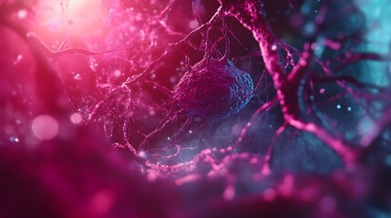 Poster - Mesmerizing cosmic fractal energy eruption with vibrant digital lighting and plasma spark effects creating a captivating and otherworldly visual experience