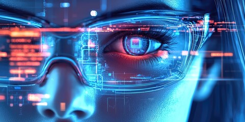 Poster - a wearable tech display characterized by sleek lines and smooth transitions, perfect for futuristic, smart technology backgrounds.