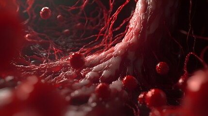 Leinwandbilder - Mesmerizing microscopic visualization of the human circulatory system with a striking abstract and conceptual interpretation of the intricate blood vessel network creating a powerful dramatic