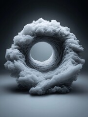 Poster - a colossal waterfall that flows upward into a spiraling vortex of clouds, dreamlike fantasy realism,