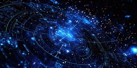 Poster - A detailed layout for a space-themed interface, showcasing interactive star maps, glowing data panels, and real-time celestial data.